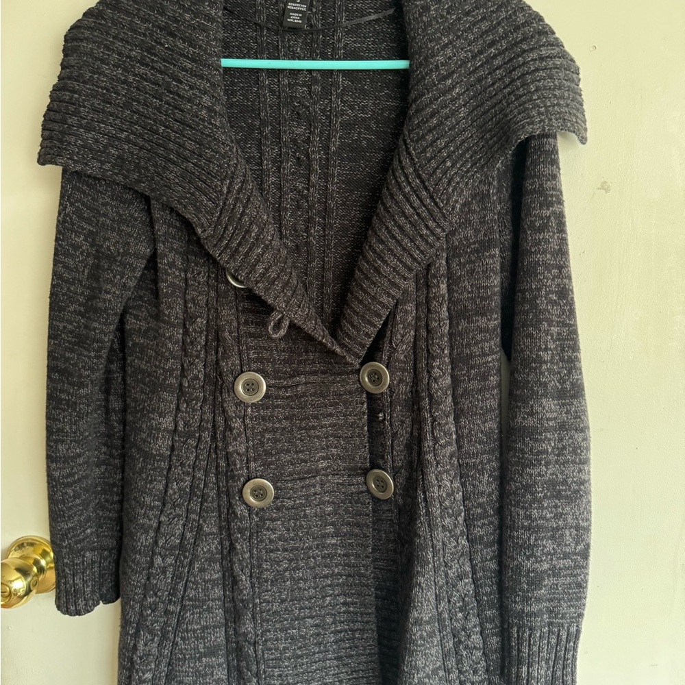 Style & Co. Gray Cardigan with Textured Knit and Shawl Collar
